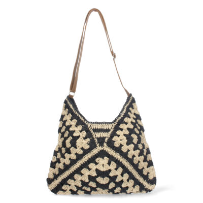 Bolso de Hombro Rafia y Cremallera