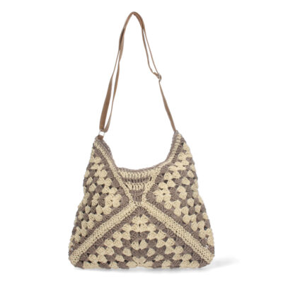 Bolso de Hombro Rafia y Cremallera