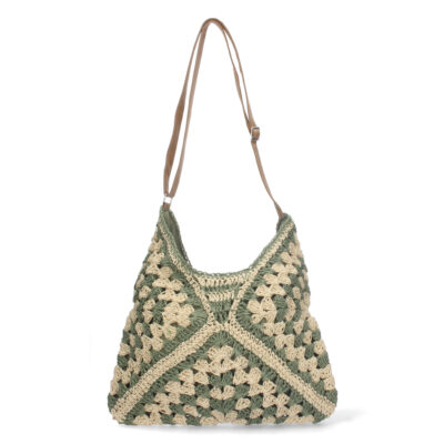 Bolso de Hombro Rafia y Cremallera