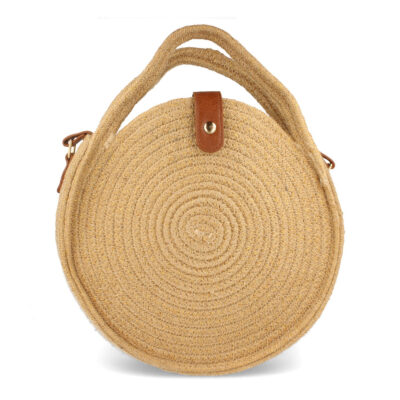 Bolso de Hombro Echo de Yute y Cierre de Boton
