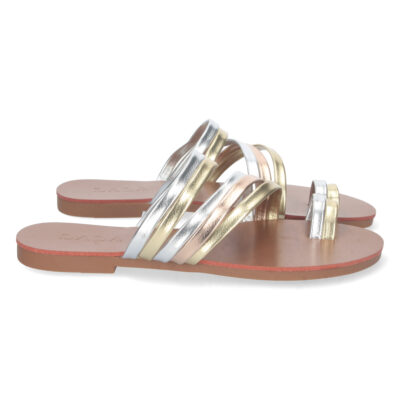 Sandalia Plana Comoda con Tiras Multicolor