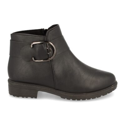 Botin Plano con Hebilla y Cremallera