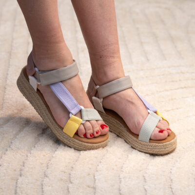 Sandalias planas de yute para mujer, diseño moderno y elegante, comodas con cierre autoadherente - Imagen 2