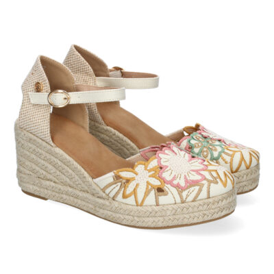Sandalias de Cuña para Mujer con Diseño de Flores, Adornos Bordados