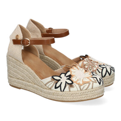 Sandalias de Cuña para Mujer con Diseño de Flores, Adornos Bordados