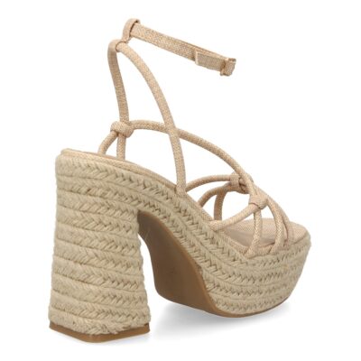 Sandalia de tacón de yute para mujer, comodas y elegantes, diseño moderno con tiras cruzadas - Imagen 4