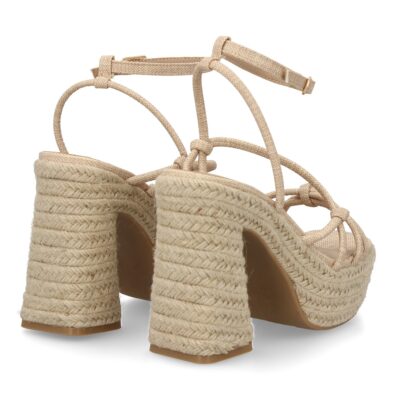 Sandalia de tacón de yute para mujer, comodas y elegantes, diseño moderno con tiras cruzadas - Imagen 5