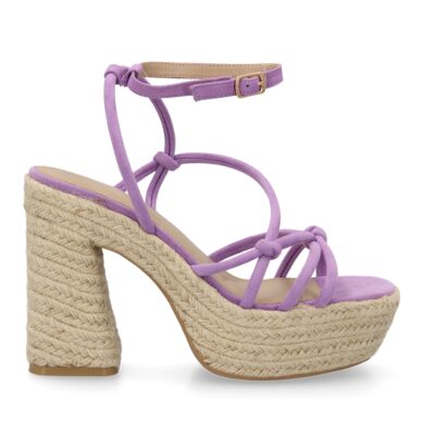 Sandalia de tacón de yute para mujer, comodas y elegantes, diseño moderno con tiras cruzadas - Imagen 2