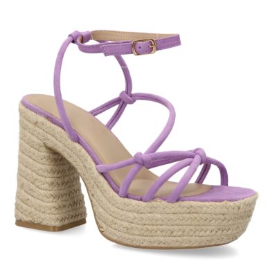 Sandalia de tacón de yute para mujer, comodas y elegantes, diseño moderno con tiras cruzadas - Imagen 3