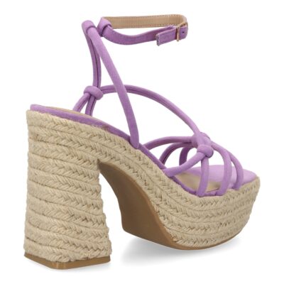 Sandalia de tacón de yute para mujer, comodas y elegantes, diseño moderno con tiras cruzadas - Imagen 4