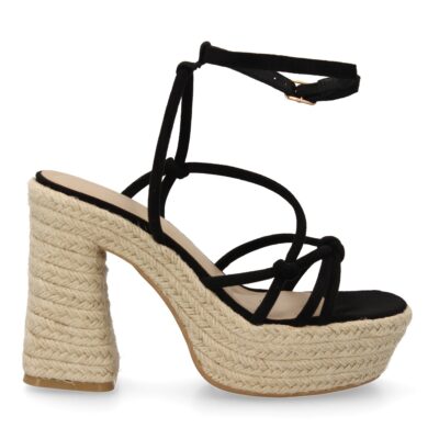 Sandalia de tacón de yute para mujer, comodas y elegantes, diseño moderno con tiras cruzadas - Imagen 2