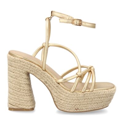Sandalia de tacón de yute para mujer, comodas y elegantes, diseño moderno con tiras cruzadas - Imagen 3