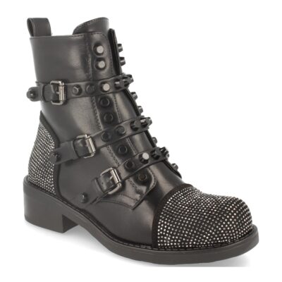 Botin de Mujer Estilo Motero con Strass y Hebillas - Imagen 2