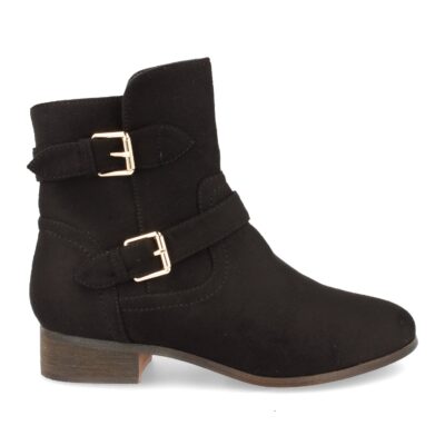 Botin Plano con Hebillas y Cremallera