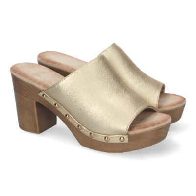 Zueco de Tacon Alto para Mujer, Comodo, Material de Imitacion a Madera