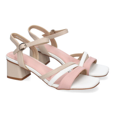 Sandalia de Tacon para Mujer, Comoda y Elegante, Diseño con Triple Tira en la Pala