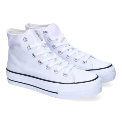 Zapatilla Abotinada de Mujer, Comoda, con Material de Lona, Estilo Bamba