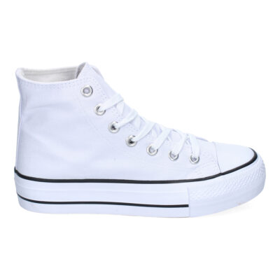Zapatilla Abotinada de Mujer, Comoda, con Material de Lona, Estilo Bamba - Imagen 2