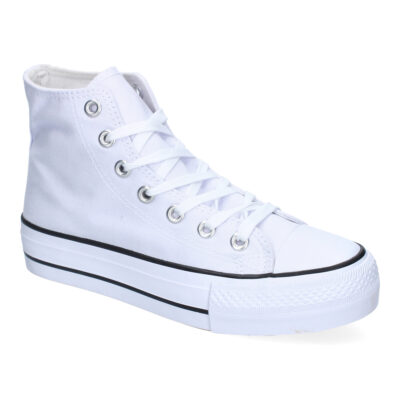 Zapatilla Abotinada de Mujer, Comoda, con Material de Lona, Estilo Bamba - Imagen 3