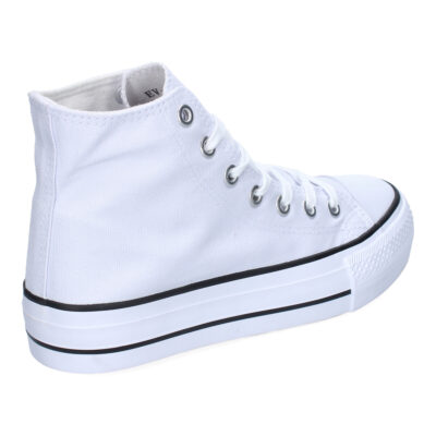 Zapatilla Abotinada de Mujer, Comoda, con Material de Lona, Estilo Bamba - Imagen 4