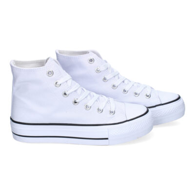 Zapatilla Abotinada de Mujer, Comoda, con Material de Lona, Estilo Bamba - Imagen 5