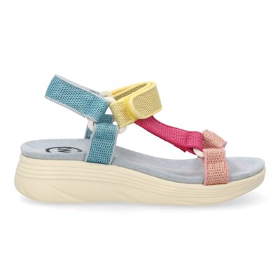 Sandalia plana de mujer, diseño comodo con cierre de velcro, estilo elegante con tiras cruzadas - Imagen 3
