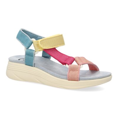 Sandalia plana de mujer, diseño comodo con cierre de velcro, estilo elegante con tiras cruzadas - Imagen 4