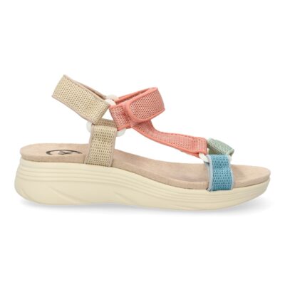 Sandalia plana de mujer, diseño comodo con cierre de velcro, estilo elegante con tiras cruzadas - Imagen 2