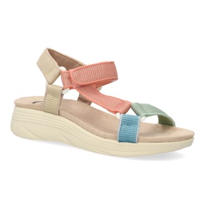 Sandalia plana de mujer, diseño comodo con cierre de velcro, estilo elegante con tiras cruzadas - Imagen 3