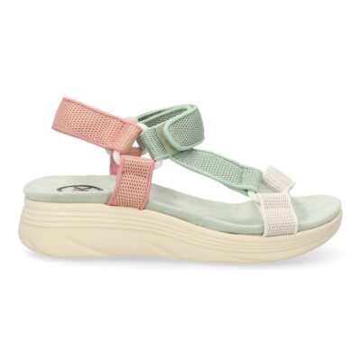 Sandalia plana de mujer, diseño comodo con cierre de velcro, estilo elegante con tiras cruzadas - Imagen 2