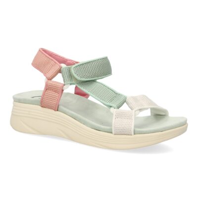 Sandalia plana de mujer, diseño comodo con cierre de velcro, estilo elegante con tiras cruzadas - Imagen 3