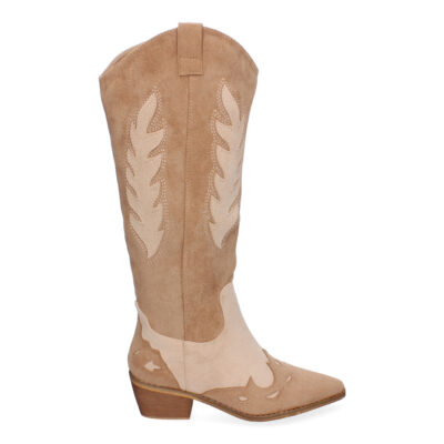 Bota de tacon para mujer comodas, de material aterciopelado, con estampado en la caña - Imagen 2