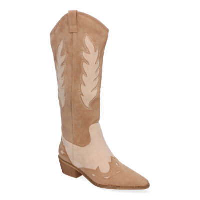 Bota de tacon para mujer comodas, de material aterciopelado, con estampado en la caña - Imagen 3