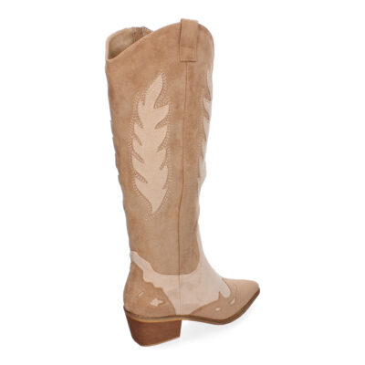 Bota de tacon para mujer comodas, de material aterciopelado, con estampado en la caña - Imagen 4