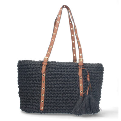 Bolso de Hombro Rafia y Cremallera