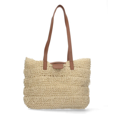 Bolso de Hombro Rafia y Cremallera