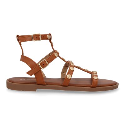 Sandalias planas de mujer, comodas y elegantes, diseño moderno con adornos de tachuelas - Imagen 2
