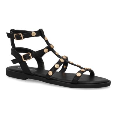 Sandalias planas de mujer, comodas y elegantes, diseño moderno con adornos de tachuelas - Imagen 4