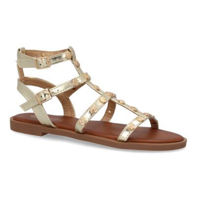 Sandalias planas de mujer, comodas y elegantes, diseño moderno con adornos de tachuelas - Imagen 3