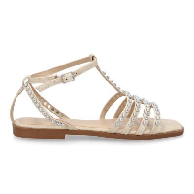 Sandalias planas de mujer, comodas y elegantes, diseño moderno con adornos brillantes - Imagen 3