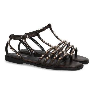 Sandalias planas de mujer, comodas y elegantes, diseño moderno con adornos brillantes