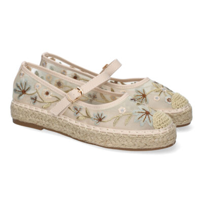 Bailarina Estilo Apargata con Yute para Mujer, Diseño Moderno Floral, Comodo y Elegante