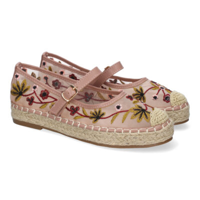 Bailarina Estilo Apargata con Yute para Mujer, Diseño Moderno Floral, Comodo y Elegante