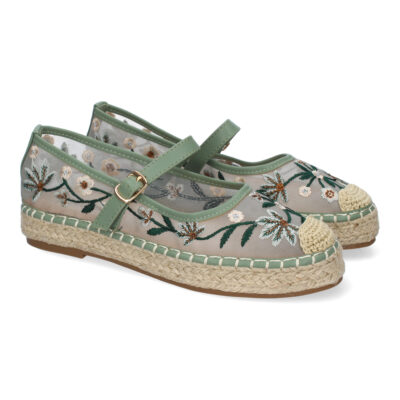 Bailarina Estilo Apargata con Yute para Mujer, Diseño Moderno Floral, Comodo y Elegante
