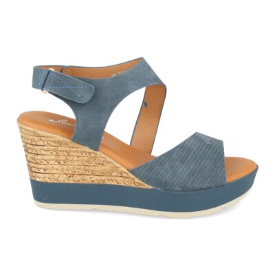 Sandalia Ankle Strap con Cuña de Yute y Cierre de Velcro
