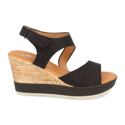 Sandalia Ankle Strap con Cuña de Yute y Cierre de Velcro
