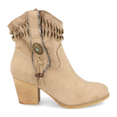 Botin de Mujer Campero con Bordado y Adornos