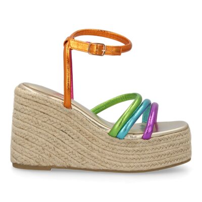 Sandalia de cuña de yute para mujer, diseño comodo y elegante con tiras cruzadas en la pala - Imagen 3