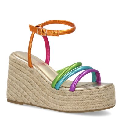 Sandalia de cuña de yute para mujer, diseño comodo y elegante con tiras cruzadas en la pala - Imagen 4