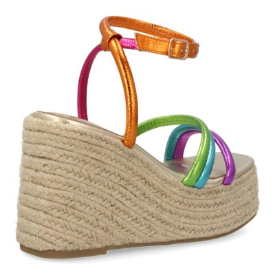 Sandalia de cuña de yute para mujer, diseño comodo y elegante con tiras cruzadas en la pala - Imagen 5